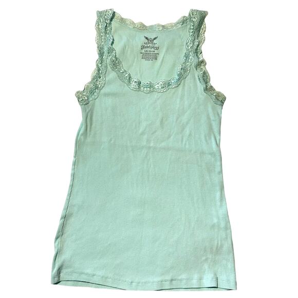 Y2K Faded Glory Blue Ribbed Tank Top - Size L - Picture 1 of 2